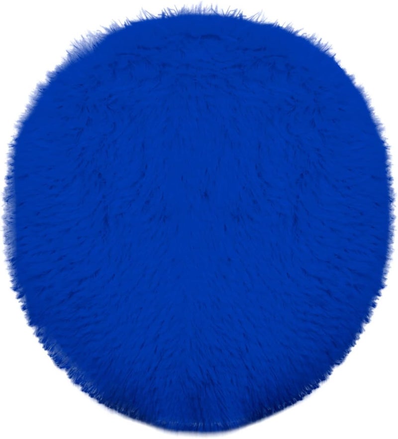 Insun Soft Fluffy Toilet Seat Cover, Washable Absorbent Lid Cover, Adjustable Non Slip Backing for Most Bathroom Toilet Lids Royal Blue 17.7" x 19.7" - Image 1